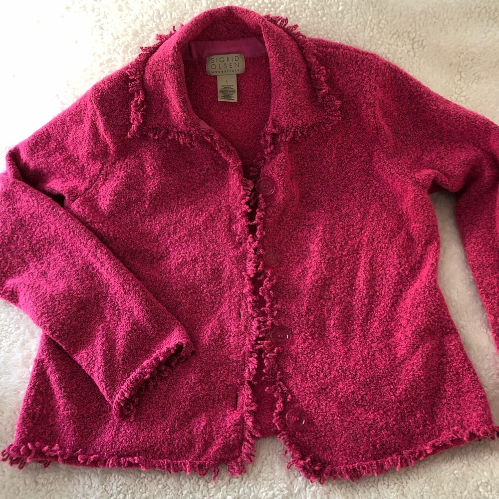Sigrid Olsen Cardigan Sweater Large in Pink